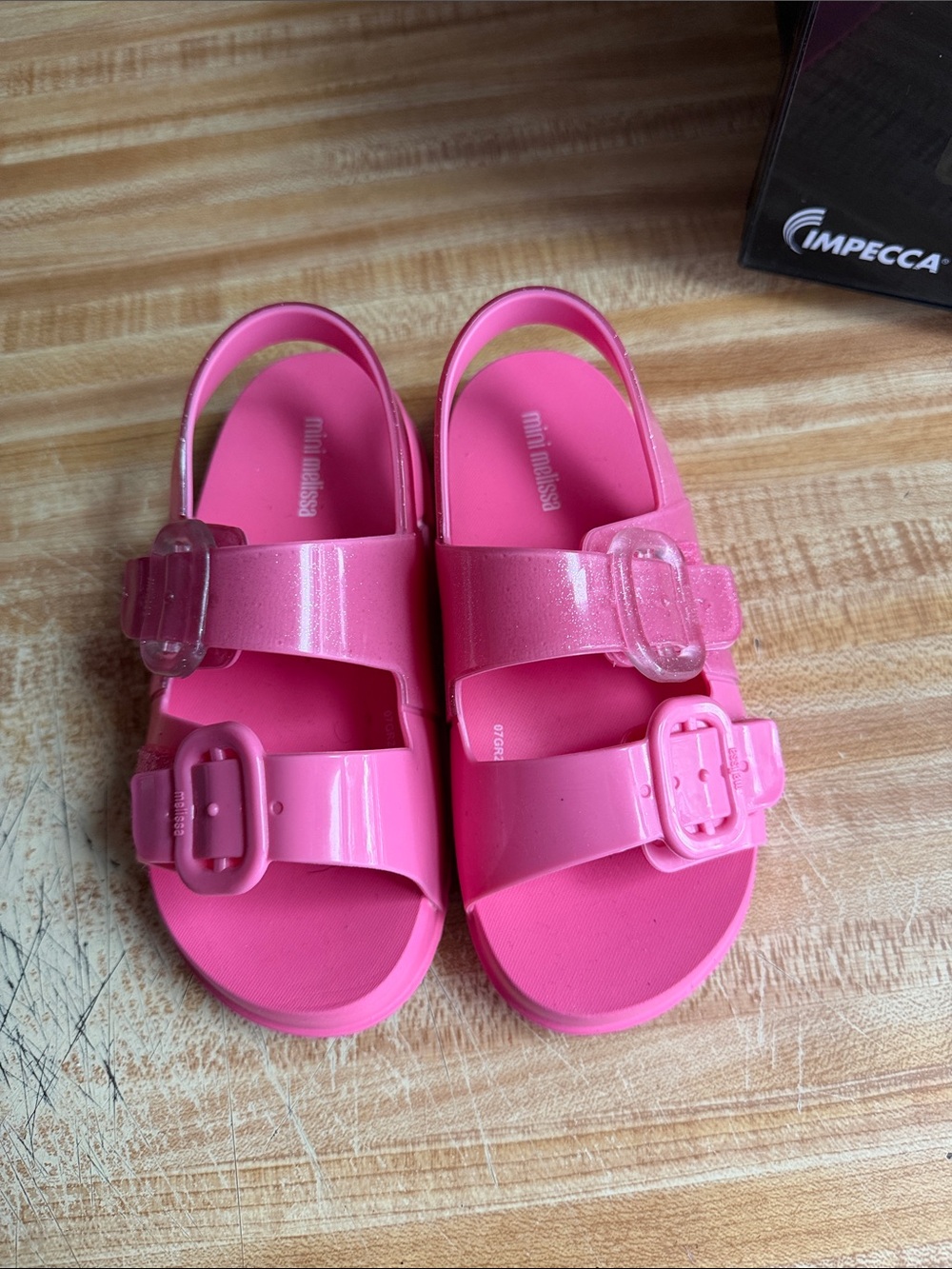 Mini Melissa Hot Pink Jelly Double Buckle Sandals